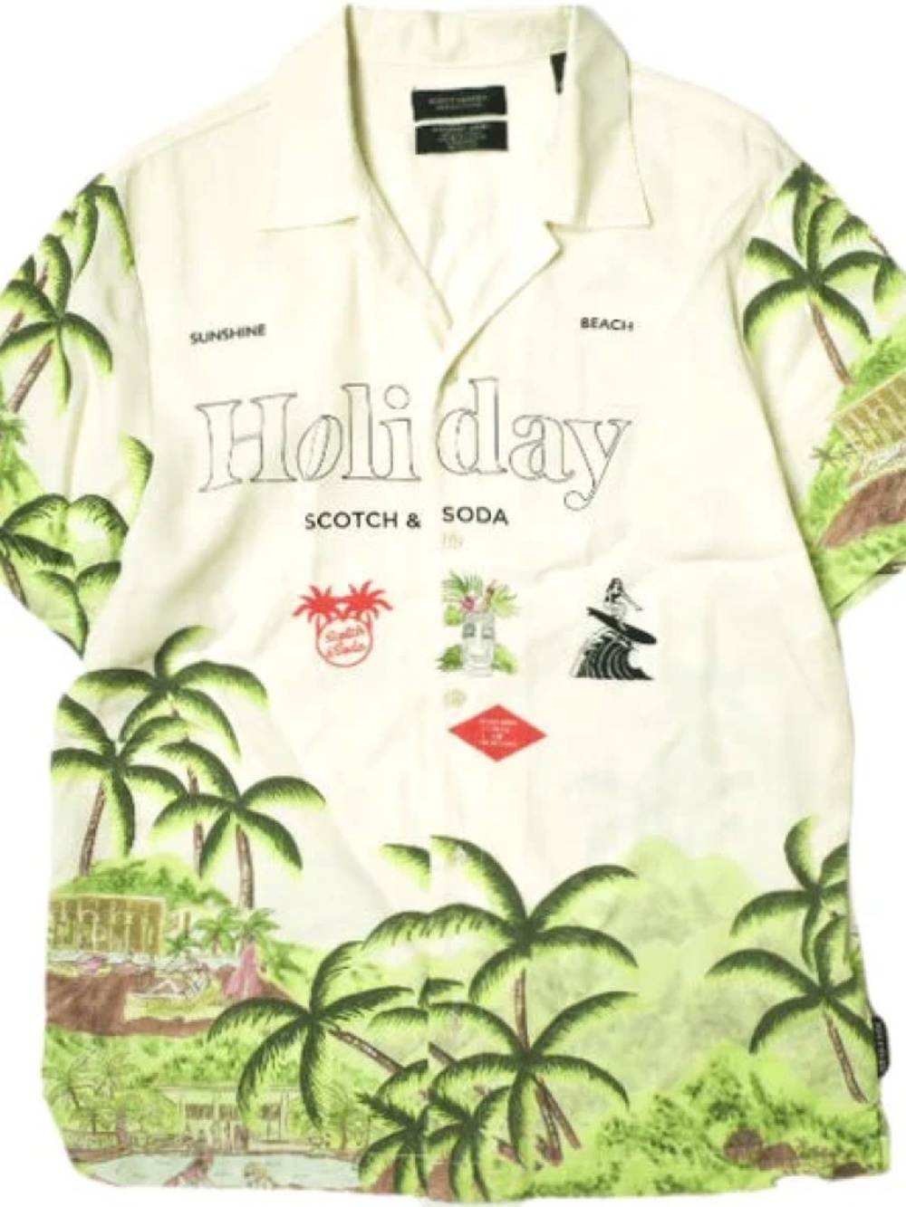 Scotch & Soda Holiday Print 100% Lyocell Shirt Mens XL Rare.